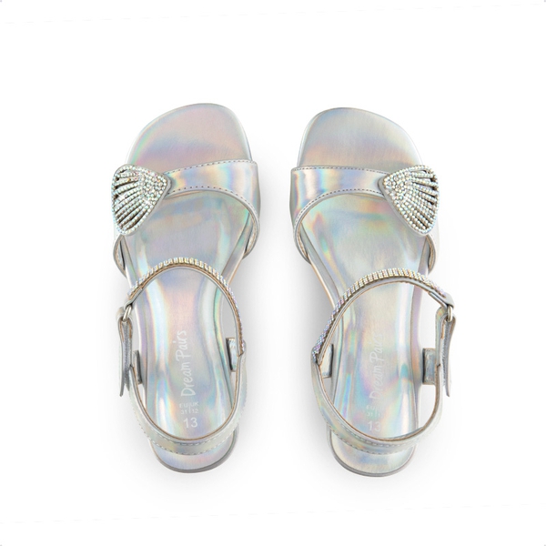 Girls Sandals Ankle Strap - RAINBOW/SILVER - 4